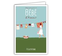 69-4335 Greeting Card for Birth Girl Welcome to This Love Baby with Envelope for Parents Format 17 x 11.5 cm Linen Rope Teddy Bear Retro Vintage SFHE Pink Blue Green