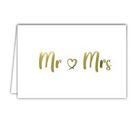 69-5148 Mr & Mrs Congratulations Mr & Mrs Wedding PACS Letters Gold Shiny Chic Elegant Simple Heterosexual Couple Horizontal Format with White Envelope Format 17.5 x 12 cm AFIE