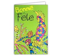 69-8148 Exotic Tropical Parrot Parrot Orchid Flowers Fluorescent Card with Envelope 12 x 17.5 cm White Interior for Writing - Fluorescent Inks - Created and Made in France