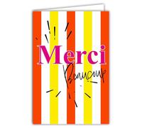 69-8151 Neon Card Thank You Much for Writing Your Thank You - Navy Stripes Genuine Neon Inks - with White Envelope 12 x 17.5 cm - Bright Colours - Creation Made in France