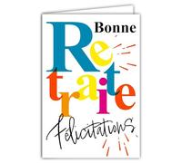 69-8152 Fluorescent Card Happy Retirement Congratulations Celebrating a Start with a Gift - Real Neon Inks - with White Envelope 12 x 17.5 cm - Bright Colours - Creation Made in France
