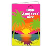 69-8156 Happy Birthday Happy Birthday Postcard Celebrate Enjoy the Sun under the Palm Trees Beach Sea Ocean Lazy with White Envelope 12 x 17.5 cm Made in France