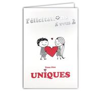 69-9046 Congratulations to You 2 Card for Union PACS Engagement Wedding + Envelope 12 x 17.5 cm Illustration Straight Couple Shiny Silver Holding a Heart Design