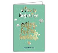69-9049 Card Vive la Retirement Enjoy Every Moment Congratulations Text in Shiny Gold + Envelope 12 x 17.5 cm Enjoy the Sun Good Continuation Design Print Made in France