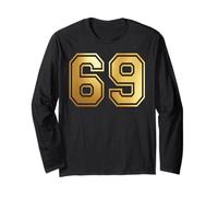 69 Number Sixty-Nine Team Sports Graphic Varsity Matching Long Sleeve T-Shirt