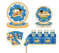 69 Pcs Oktoberfest Party Tableware Set Blue White Checkered Dinnerware Set Oktoberfest Tablecloth,Plates,Napkins and Paper Cups for German Beer Themed Festival OktoberfestTheme Party Decorations