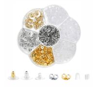 690Pcs Earring Backs, 7 Styles Clear Earrings Metal Rubber Silicone Earring Backs Bullet Clutch Stoppers Replacement Kits with Storage Box for Women's DIY Jewelry Supplies