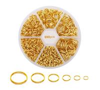 690Pcs Gold Double Jump Rings, 6 Sizes Small Split Ring Set, Double Loop Jump Rings for Jewellery Making, Small Pendant, Keychain, 4 5 6 8 10 12mm