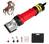 690W Horse Clippers, Professional Electric Horse Grooming Kit, 6 Speed Control, Detachable Blade, Rotatable Button, 500Cm Power Cord, Shaving Equine Clippers for Large Thick Coat Animals red