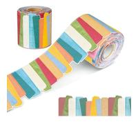 69ft Colorful Bulletin Board Rainbow Striped Classroom Decorations Denim Fabric Trim Strips Thick Paper Border Trim for Back to School Chalkboard & Office Home Wall Decor (Colorful Striped Fabric)