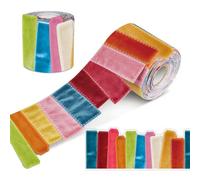 69ft Colorful Bulletin Board Rainbow Striped Classroom Decorations Denim Fabric Trim Strips Thick Paper Border Trim for Back to School Chalkboard & Office Home Wall Decor (Velvet Cloth)