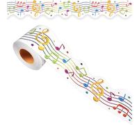 69Ft Musical Notes Bulletin Board Borders Colorful Cute Musical Note Trimmer Stickers Music Theme Bulletin Board Decorations for School DIY Classroom Chalkboard Home Wall Concert Party Decor（White）