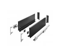 UltraSlim Soft Close Black Kitchen Drawer Box Sides Drawer Runners Set Cupboard Unit (69mm x 450mm - UnderOven)