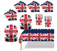 69pcs VJ Day 80th Anniversary Decorations Tableware,Celebration VJ Day Party Paper Plates Cups Napkins and Tablecloth,Victory over Japan Party Dinnerware Celebrat VJ 80 Years Table Décor