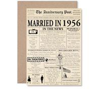 69th Anniversary Card for Men Women - Newspaper Married in 1956 - Happy 69 Year Wedding Anniversary Card for Partner Husband Wife Companion, A5 Anniversaries Greeting Cards