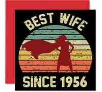 69th Anniversary Card for Wife from Husband - Best Wife Since 1956 - I Love You Gifts, Happy 69th Wedding Anniversary Cards for Partner, 145mm Greeting Cards Anniversaries
