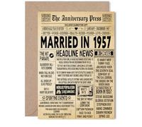 68th Anniversary Card for Women Men - Vintage Newspaper Married in 1957 - Happy 68 Year Wedding Anniversary Card for Husband Companion Wife Partner, 5x7 Inch Anniversaries Greeting Cards