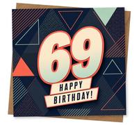 69th Birthday Card for Her, Bold Geometric 69 and Message