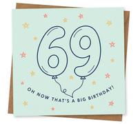 69th Birthday Card for Her, Funny Balloon Design