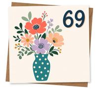 69th Birthday Card for Her, Funny Floral Design