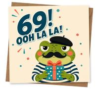 69th Birthday Card for Her, Funny Gift Frog Design