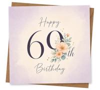 69th Birthday Card for Her, Pastel Florals and Script | Soft lilac watercolour background with peach flowers and “Happy 69th Birthday” script for her milestone birthday.