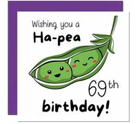 69th Birthday Card for Men Women Cute Pea Funny Birthday Card for 69 Year old Woman Mum Aunt Ladies Nan Friend Sister Grandma Sixty Nine Sixty Ninth Nanny