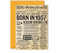 68th Birthday Card for Women Men - Bday Press Newspaper 1957 - Happy 68 Birthday Cards for Cousin Husband Dad Auntie Uncle Grandad, 5x7 Inch Bday Greeting Cards
