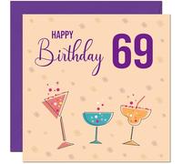 69th Birthday Card for Women - Cocktails - Any Age ladies Birthday Card for 69 Year old Sixty Nine Sixty Ninth