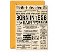 69th Birthday Cards for Women Men - Born In 1956 Newspaper - Happy 69 Birthday Card for Grandma Grandad Nan Vintage Retro Back In 1956, A5 Bday Greeting Cards