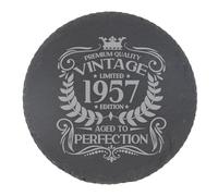 69th Birthday Gift for Men Vintage 1957 Aged to Perfection Engraved Slate Coaster Present for 69 Year Old Etched Natural Slate Placemat (Round Slate)
