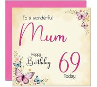 69th Mum Birthday Card - Beautiful Butterfly Floral Mothers Birthday Card for 69 Year old Sixty Nine Sixty Ninth