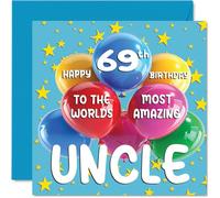 69th Uncle Birthday Card - World's Most Amazing Uncle - Happy 69th Birthday Card from Niece Nephew, 145mm Age 69 Greeting Cards