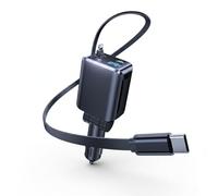 69W USB C Car Charger with Dual Fast Charging Cables, 4-in-1 Cigarette Lighter Adapter with Built-In Type-C & Phone-Compatible Cables, PD Fast Charge Multi-Port Auto Charger for 12V-24V Vehicles