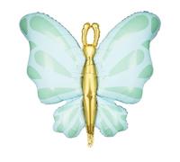 PartyDeco Giant Mint Green/Gold Butterfly Foil Mylar Balloon, 1 Pack, Unisex Children, Girls, Kids Party, Birthday, Baby Shower, Nature, Animal Theme