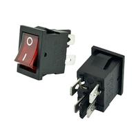 6A 250VAC KCD1-104 Rocker Switch 4pin On Off DPST 12V 220V Red Lamp Black Latching 15x21 Rocekr switch(Black,ON-OFF_220V)