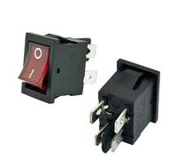 6A 250VAC KCD1-104 Rocker Switch 4pin On Off DPST 12V 220V Red Lamp Black Latching 15x21 Rocekr Switch 10Pcs(Red Lamp,ON-OFF_NO LIGHT)