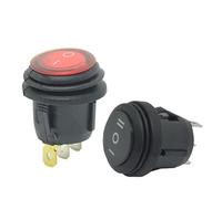 6A 250VAC Round Rocker Switch 12V 220V Red Green Blue Yellow LED Light Rocker Switch 10A 125VAC ON OFF SPST Switch 1Pcs(Black,ON-OFF,220V Light)