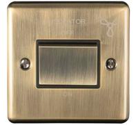 6A Extractor Fan Isolator Switch Antique Brass & Black Trim 3 Pole Shower