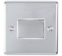 6A Extractor Fan Isolator Switch -POLISHED CHROME & Grey Trim- 3 Pole Shower Bathroom Decorative Wall Plate & Metal Rocker - On/Off Mains Power Switch For Demisting & Steam