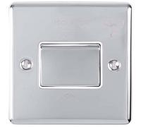 6A Extractor Fan Isolator Switch -POLISHED CHROME & Grey Trim- 3 Pole Shower Bathroom Decorative Wall Plate & Metal Rocker - On/Off Mains Power Switch For Demisting & Steam
