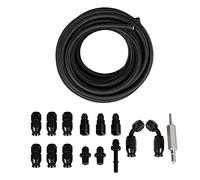 6AN 38in Fuel Line Fitting Kit with Flexible PTFE Hose for LS Swap EFI Systems - Oil Gas Return Line Adapters Included