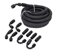 6AN Fuel Line Fitting Kit, Universal Aluminum Black Anodized Hose Adapter Set with 20ft Nylon Hose, 500 PSI Working Pressure for Car and Marine Engines