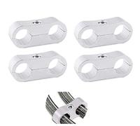 6AN Hose Separator Clamp Aluminum Fuel Line Mounting Clamp Divider Hose Fitting Adapter Fit for 3/8 Fuel Line, Oil Line, Brake Line, Water Pipe and Gas Line,Silver,4pcs