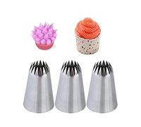 6B Icing Nozzle,Open Star Piping Tip 6B,Large 6B Piping Nozzle,Seamless French Star Nozzle for Piping Eclairs,3 Pcs