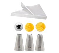 6B Piping Nozzle with Bags, Large French Star Tip and 12-Inch Disposable Piping Bags for Cakes, Cupcakes, Cookies & Pastry Decorating