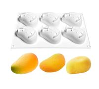 6Cavity Mango Shaped Cake Mould, Realistic Fruit Design Flexible Silicone Mould, for Baking Delicious Cakes (6Cavity)