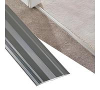 6cm/2.4″ Wide Metal Flat Floor Transition Strip, 90cm-150cm Aluminum Door Threshold Strips, Cover Trim For Joining Flooring Gaps(Grey,100cm/39.4in)