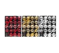 6CM/3CM 20 Pcs with 200 Bauble Hooks Christmas Baubles Multiple Variation in Red | Shatterproof Glitter Christmas Baubles | Elegant Hanging Ornament Balls for Xmas Tree & Festive Holiday Décor.