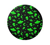 6cm Alien Spaceships Planet Green Laminated Pinback Buttons Pack Of 5, Round Badges With Glossy Finish And Secure Pinback